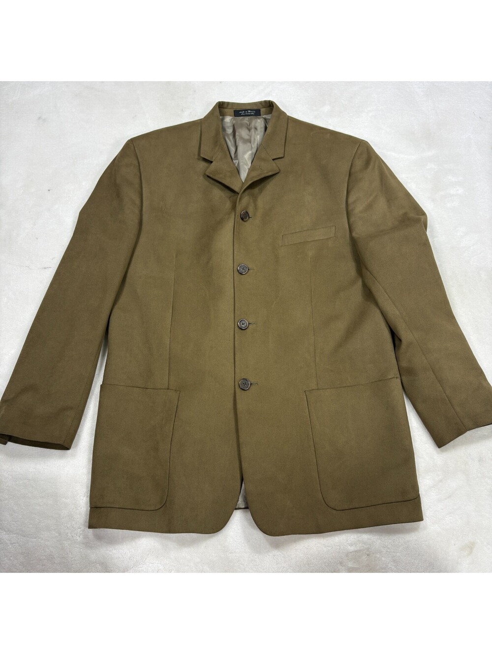 Gianfranco Ruffini Mens 43R Olive Faux Suede 4 Button Sport Coat Blazer